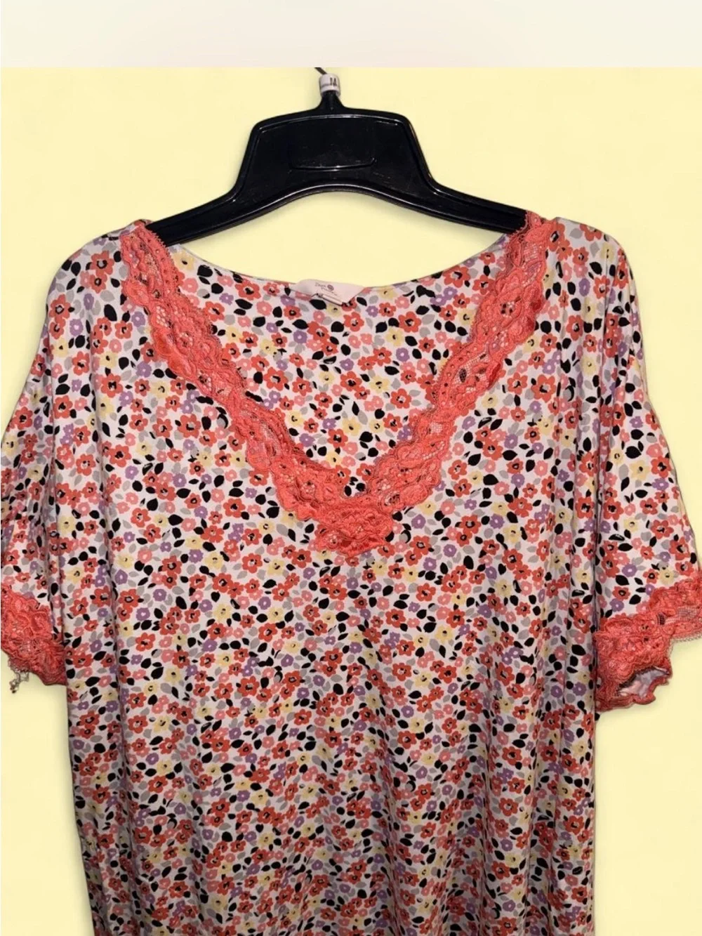 Secret Treasures Coral, Purple & Yellow Floral Sleepshirt